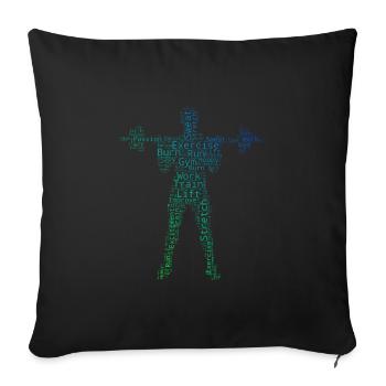 Women's Weightlifting Cardio Men's Endurance Training - Sofa pillowcase 17,3'' x 17,3'' (45 x 45 cm) - black - Front