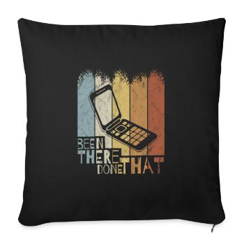Rétro old school téléphone pliable été là fait que - Housse de coussin décorative 45 x 45 cm - noir - Devant