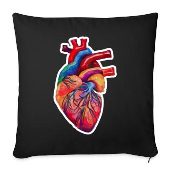 Human Heart Watercolor style - Sofa pillowcase 17,3'' x 17,3'' (45 x 45 cm) - black - Front