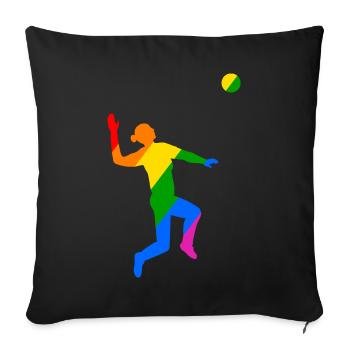 Rainbow Jump in Volleyball - Sofa pillowcase 17,3'' x 17,3'' (45 x 45 cm) - black - Front