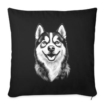 Siberian Husky Portrait Dog Dogs - Sofa pillowcase 17,3'' x 17,3'' (45 x 45 cm) - black - Front