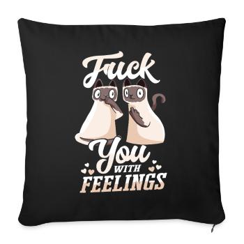 Chat avec des sentiments, drôle, sarcastique - Housse de coussin décorative 45 x 45 cm - noir - Devant