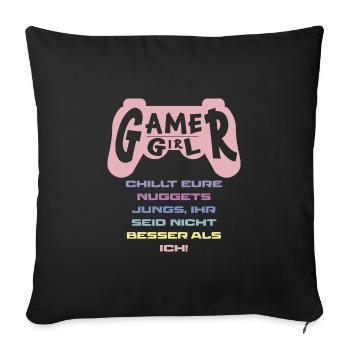 Gamer Girl Guys Chill Your Nuggets - Sofa pillowcase 17,3'' x 17,3'' (45 x 45 cm) - black - Front