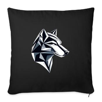 Wolf I Low Poly Art Logo Design - Sofa pillowcase 17,3'' x 17,3'' (45 x 45 cm) - black - Front