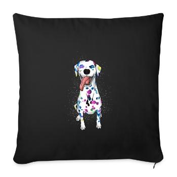 amant de chien chemise de chien dalmatien drôle - Housse de coussin décorative 45 x 45 cm - noir - Devant