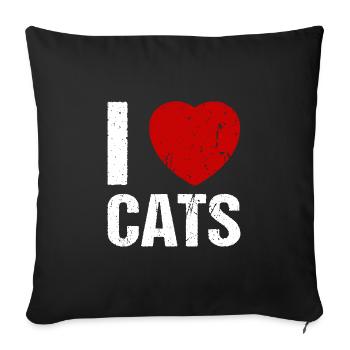 I love Cats Cat Lovers Cats - Sofa pillowcase 17,3'' x 17,3'' (45 x 45 cm) - black - Front