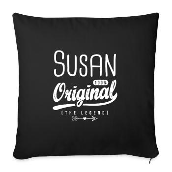 Susan ORIGINAL personnalisé prénom susan - Housse de coussin décorative 45 x 45 cm - noir - Devant