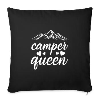 Camping Queen - Housse de coussin décorative 45 x 45 cm - noir - Devant