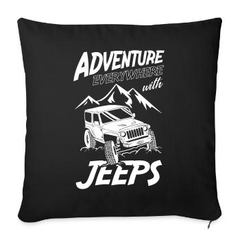 Aventure partout avec jeeps - Housse de coussin décorative 45 x 45 cm - noir - Devant