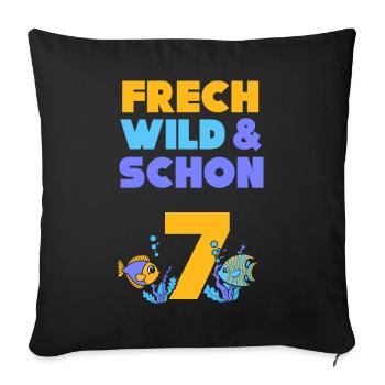 7 Jahre Geburtstag Junge Mädchen Fisch - Sofakissenbezug 45 x 45 cm - Schwarz - Vorne