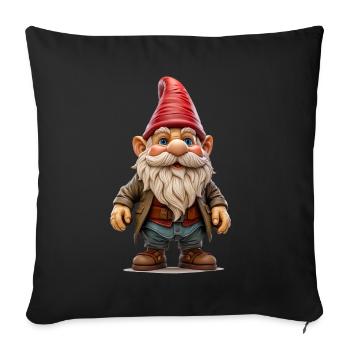 Garden gnome, a symbol of tradition and humour - Sofa pillowcase 17,3'' x 17,3'' (45 x 45 cm) - black - Front