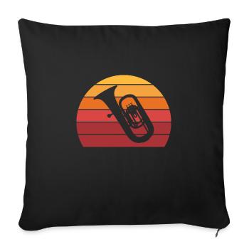 Tuba Vintage Sunset Brass Band Brass Instrument - Housse de coussin décorative 45 x 45 cm - noir - Devant