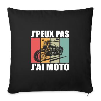 J'PEUX PAS J'AI MOTO - J'peux pas j'ai moto - Housse de coussin décorative 45 x 45 cm - noir - Devant