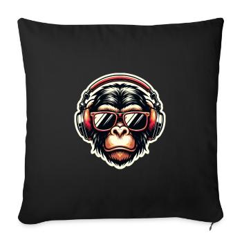 Affe Kopfhörer Brille - Sofakissenbezug 45 x 45 cm - Schwarz - Vorne