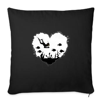 Diver Apnea Diver Oxygen Apnea Diving - Sofa pillowcase 17,3'' x 17,3'' (45 x 45 cm) - black - Front