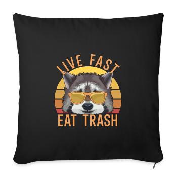 Raccoon Eat Trash - Sofakissenbezug 45 x 45 cm - Schwarz - Vorne