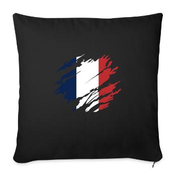 Drapeau de la France - Housse de coussin décorative 45 x 45 cm - noir - Devant