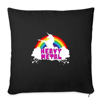 Heavy Metal Unicorn Shirt Damen metal Einhorn - Housse de coussin décorative 45 x 45 cm - noir - Devant