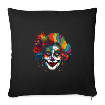 Clown Karneval Fasching Kostüm - Sofakissenbezug 45 x 45 cm - Schwarz - Vorne