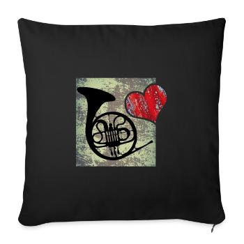 J’adore Horn. Du cor de chasse. Vintage - Housse de coussin décorative 45 x 45 cm - noir - Devant