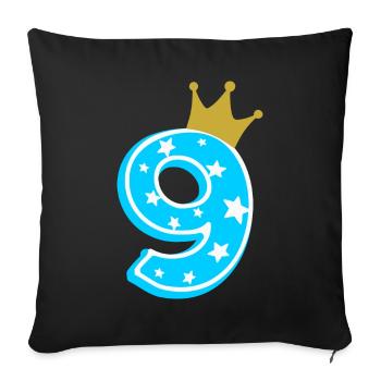 9 crown 9th birthday 9 years - Sofa pillowcase 17,3'' x 17,3'' (45 x 45 cm) - black - Front