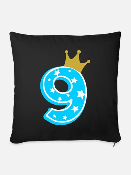 9 Krone 9. Geburtstag 9 Jahre - Sofakissenbezug 45 x 45 cm - Schwarz