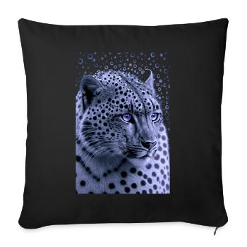 Snow Leopard Blue Eyes - Sofa pillowcase 17,3'' x 17,3'' (45 x 45 cm) - black - Front