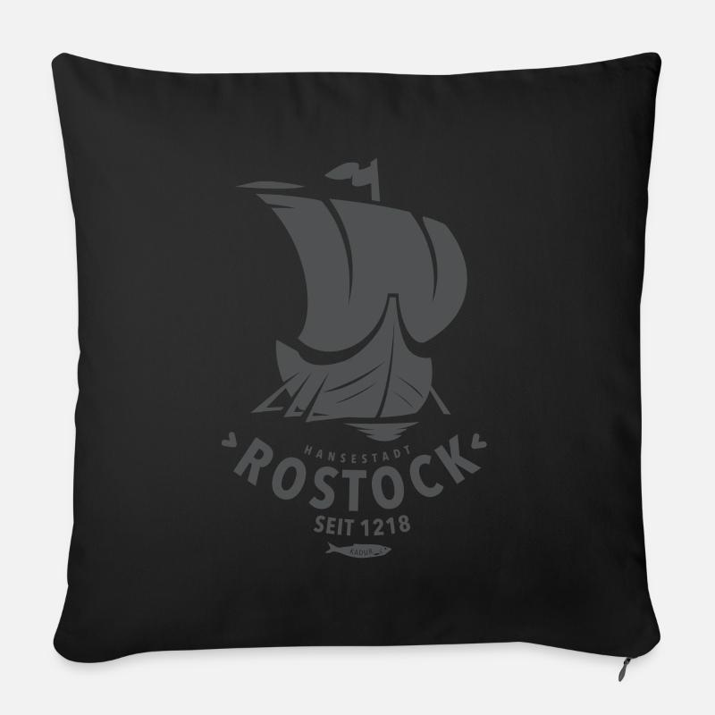 Hanse Kogge Rostock - Sofakissenbezug 45 x 45 cm - Schwarz