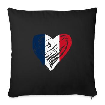 France Cœur - Housse de coussin décorative 45 x 45 cm - noir - Devant