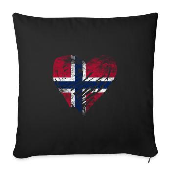 Look de cœur de Norvège utilisé - Housse de coussin décorative 45 x 45 cm - noir - Devant