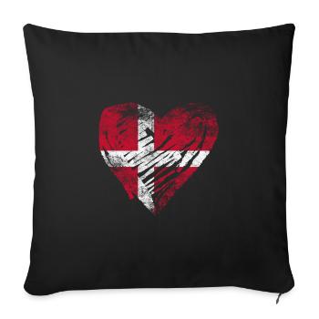 Danemark coeur utilisé look - Housse de coussin décorative 45 x 45 cm - noir - Devant