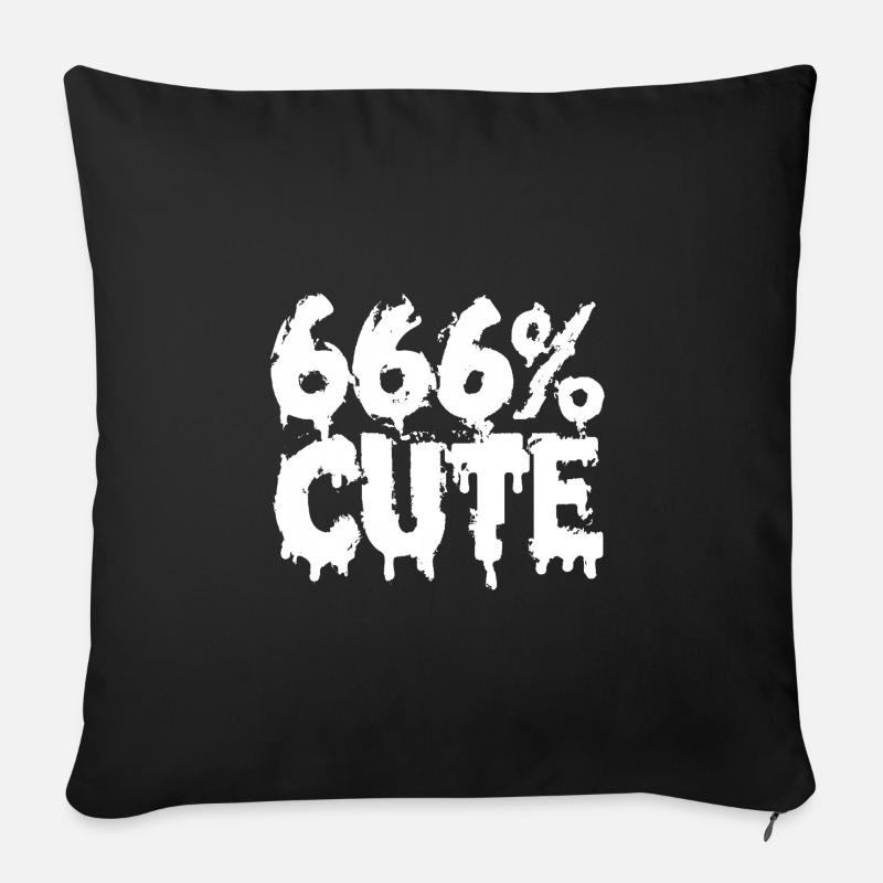 666 % mignon ! Conception de fille gothique satanique - Housse de coussin décorative 45 x 45 cm - noir