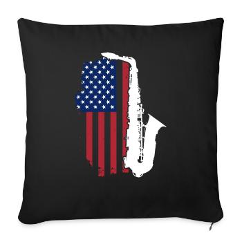 Saxophon USA Patriot - Sofakissenbezug 45 x 45 cm - Schwarz - Vorne
