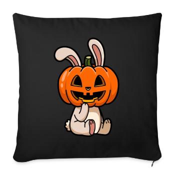 Halloween Lapin Citrouille Octobre Mignon Dessin animé - Housse de coussin décorative 45 x 45 cm - noir - Devant