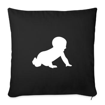 Silhouette de bébé rampant - Housse de coussin décorative 45 x 45 cm - noir - Devant