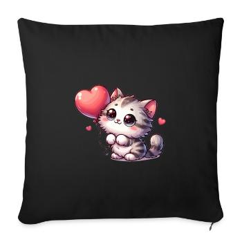 Chat Ballon Animaux - Housse de coussin décorative 45 x 45 cm - noir - Devant