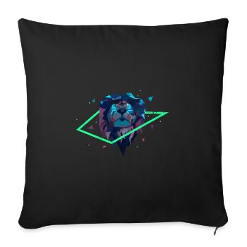LÖWE KÖNIG LÖWENKÖPFE NEON RAUBTIER MOTIV GESCHENK - Sofakissenbezug 45 x 45 cm - Schwarz - Vorne