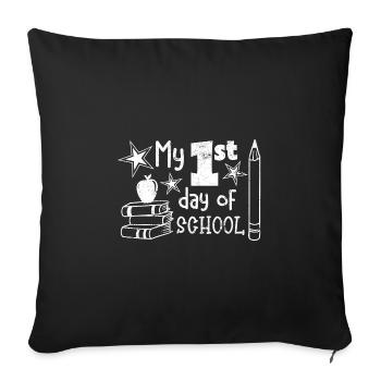 MEIN ERSTER SCHULTAG SCHULE EINSCHULUNG ABC SPRUCH - Sofakissenbezug 45 x 45 cm - Schwarz - Vorne