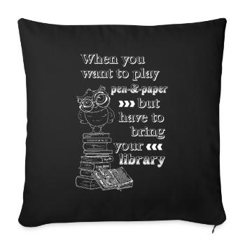 Illustration de hibou de livres de rôle de bibliothèque - Housse de coussin décorative 45 x 45 cm - noir - Devant