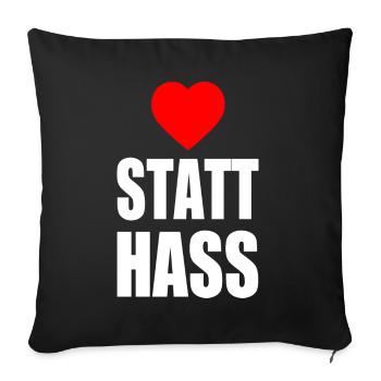 Herz statt hass - Sofakissenbezug 45 x 45 cm - Schwarz - Vorne