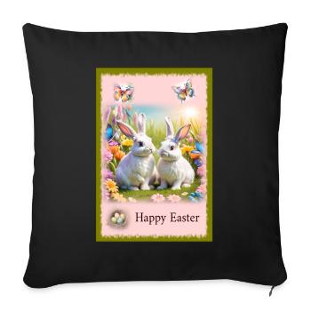 Easter Greeting Happy Easter - Sofa pillowcase 17,3'' x 17,3'' (45 x 45 cm) - black - Front