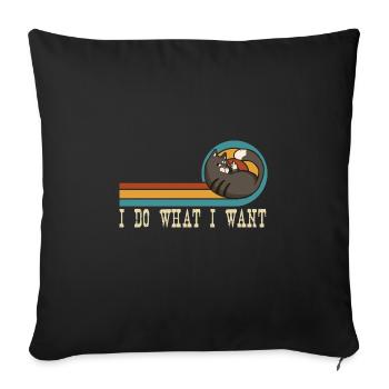 Cat saying funny - Sofa pillowcase 17,3'' x 17,3'' (45 x 45 cm) - black - Front