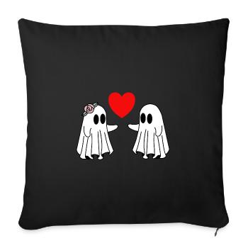 Joyeux Halloween Fantômes Amour Coeur - Housse de coussin décorative 45 x 45 cm - noir - Devant