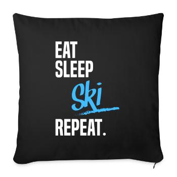 EAT SLEEP ski - Sofa pillowcase 17,3'' x 17,3'' (45 x 45 cm) - black - Front
