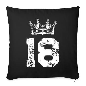 18 Zahl Krone - Sofakissenbezug 45 x 45 cm - Schwarz - Vorne