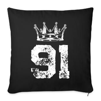 91 Number crown - Sofa pillowcase 17,3'' x 17,3'' (45 x 45 cm) - black - Front