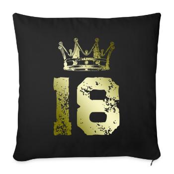 18 Zahl Krone - Sofakissenbezug 45 x 45 cm - Schwarz - Vorne