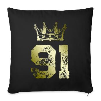91 Number crown - Sofa pillowcase 17,3'' x 17,3'' (45 x 45 cm) - black - Front