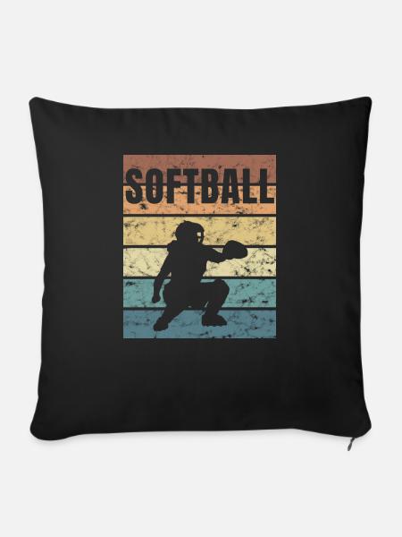 Softball Basepall Schläger Pitcher Catcher - Sofakissenbezug 45 x 45 cm - Schwarz