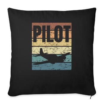 Pilot Stolz Fliegen Flugzeug Himmel Flieger - Sofakissenbezug 45 x 45 cm - Schwarz - Vorne